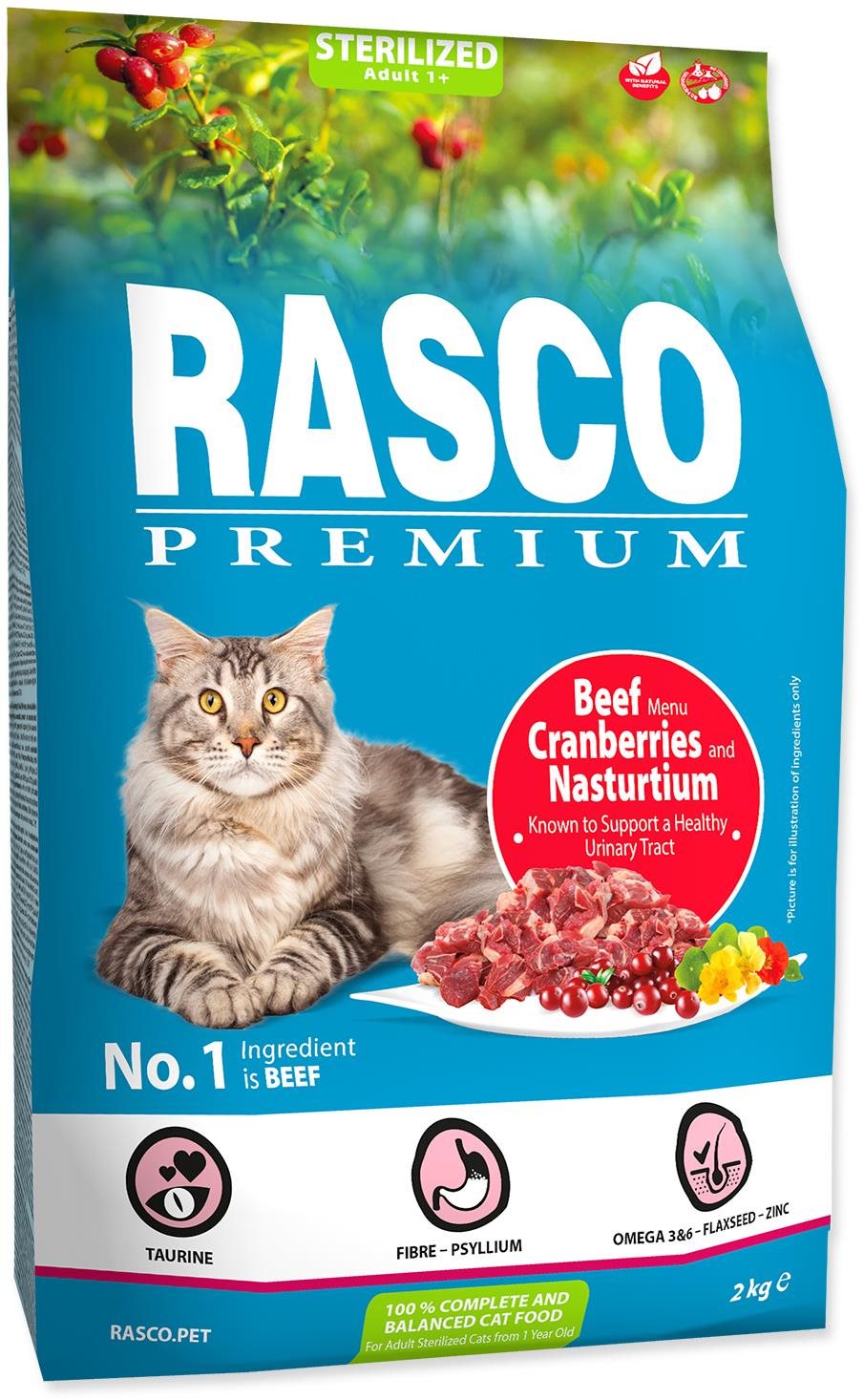 Rasco Premium Granule Sterilized hovädzie s brusnicou a Kapucínkou...