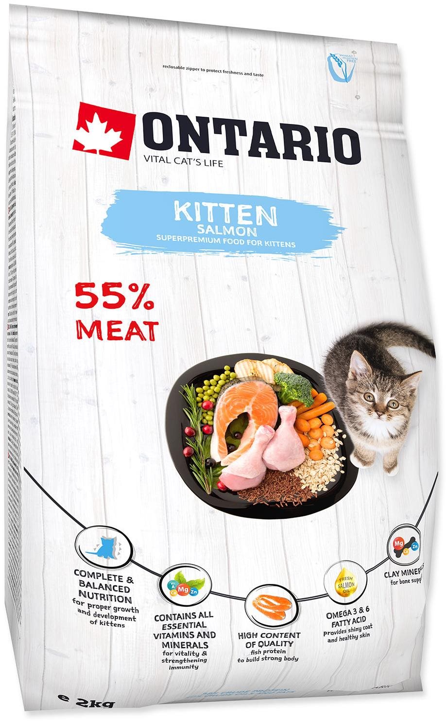 Ontario Kitten Salmon  2 kg Granule pre mačiatka