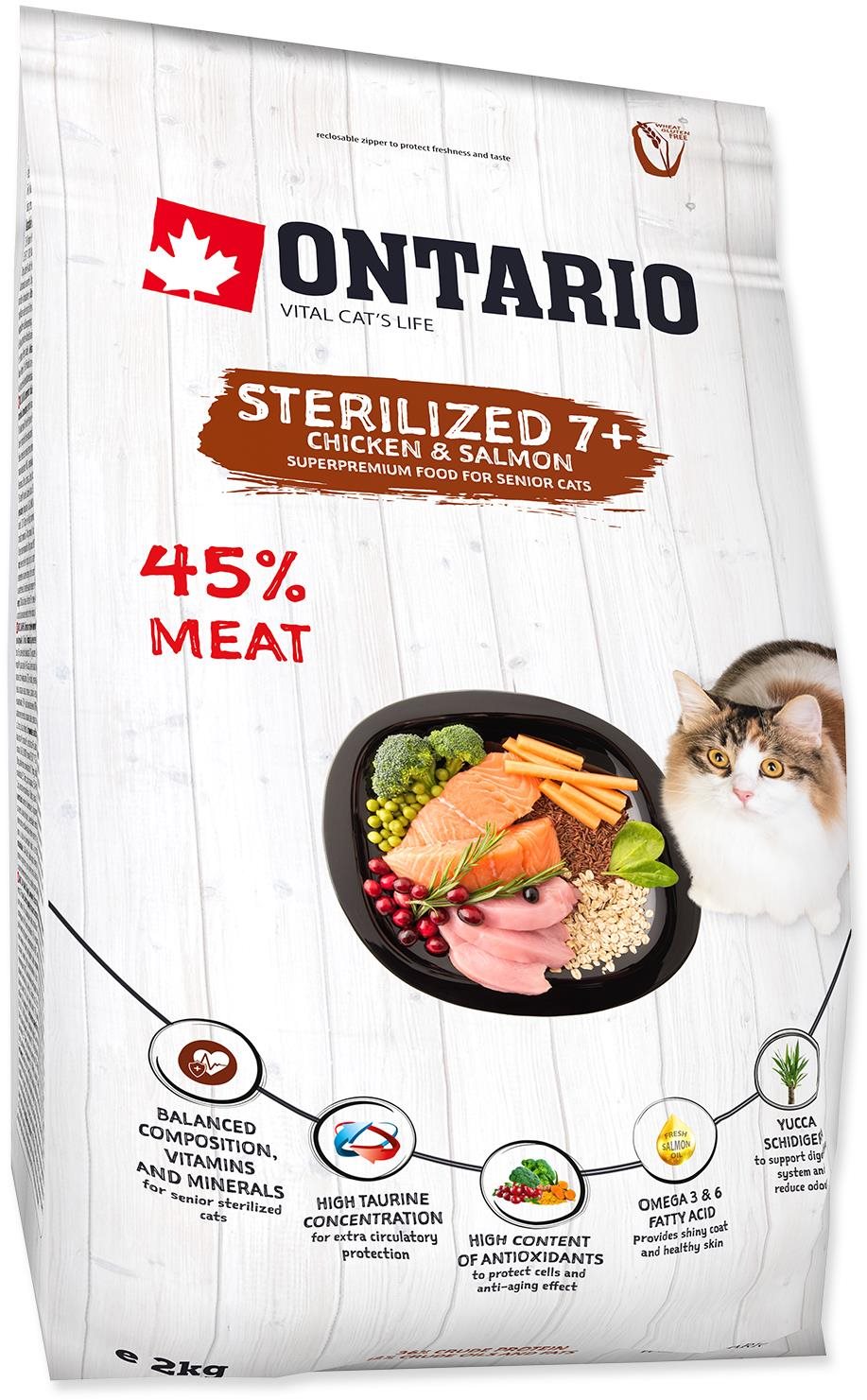 Ontario Cat Sterilised 7+  2 kg Granule pre mačky