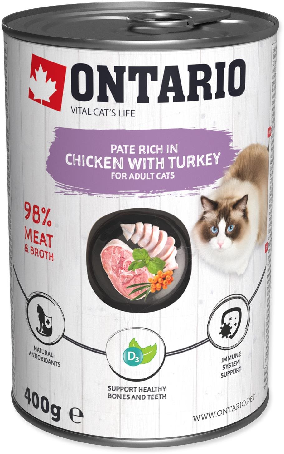 Ontario Konzerva kuracie paté s morkou 400 g Konzerva pre mačky