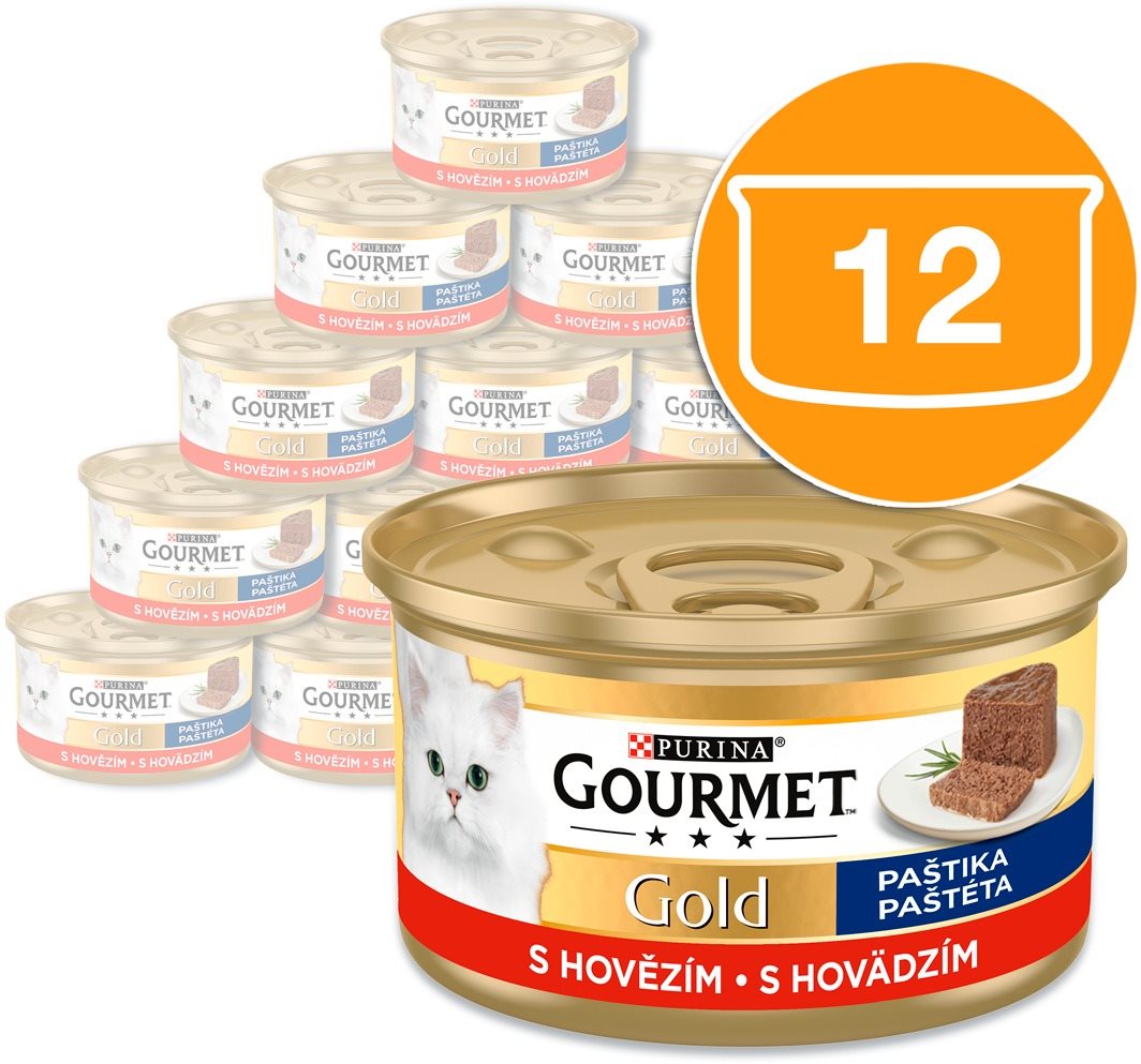 Gourmet Gold paštéta hovädzie 12× 85 g Konzerva pre mačky