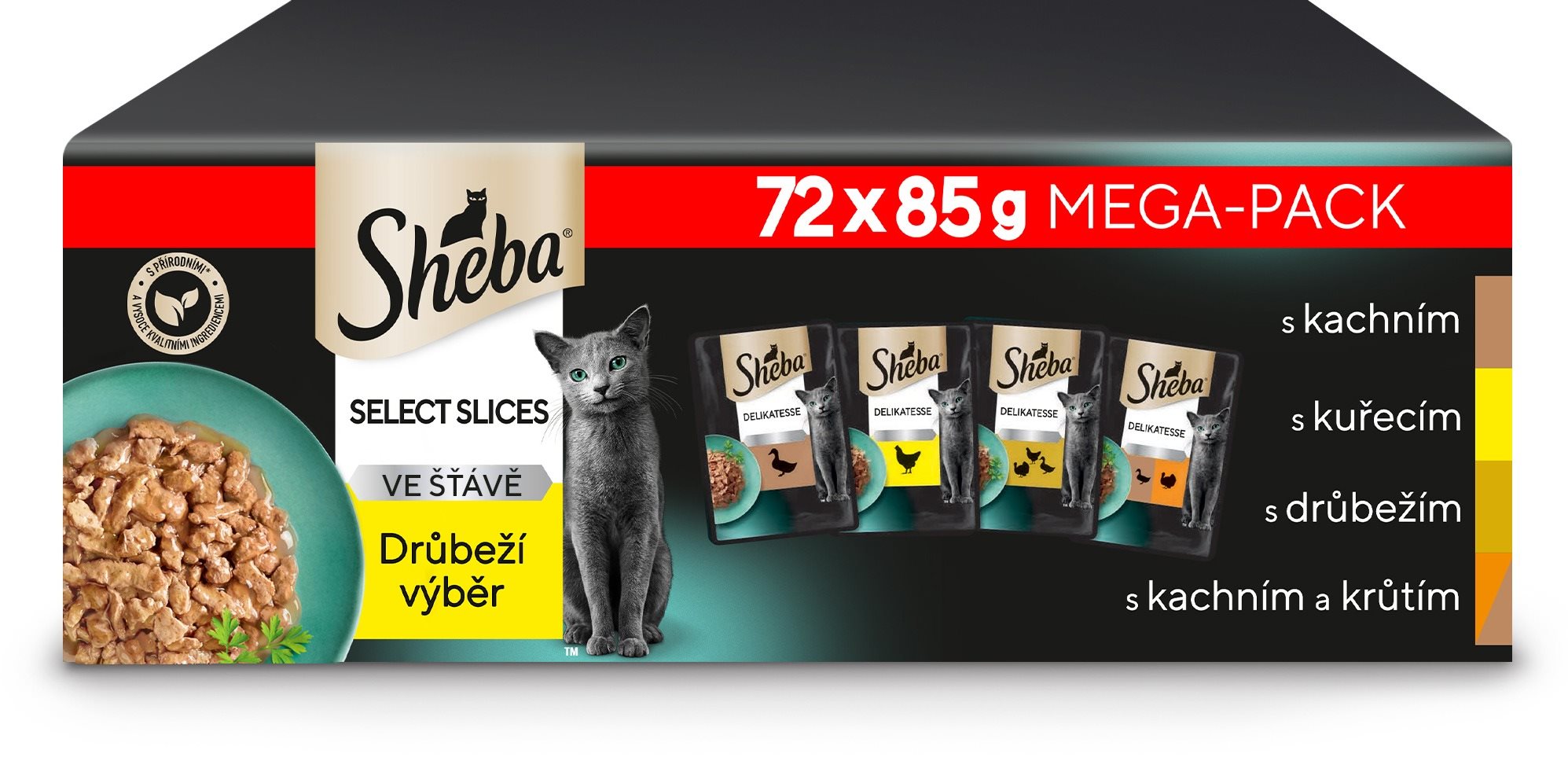 Sheba kapsičky hydinové výber v šťave pre dospelé mačky 72 × 85 g...