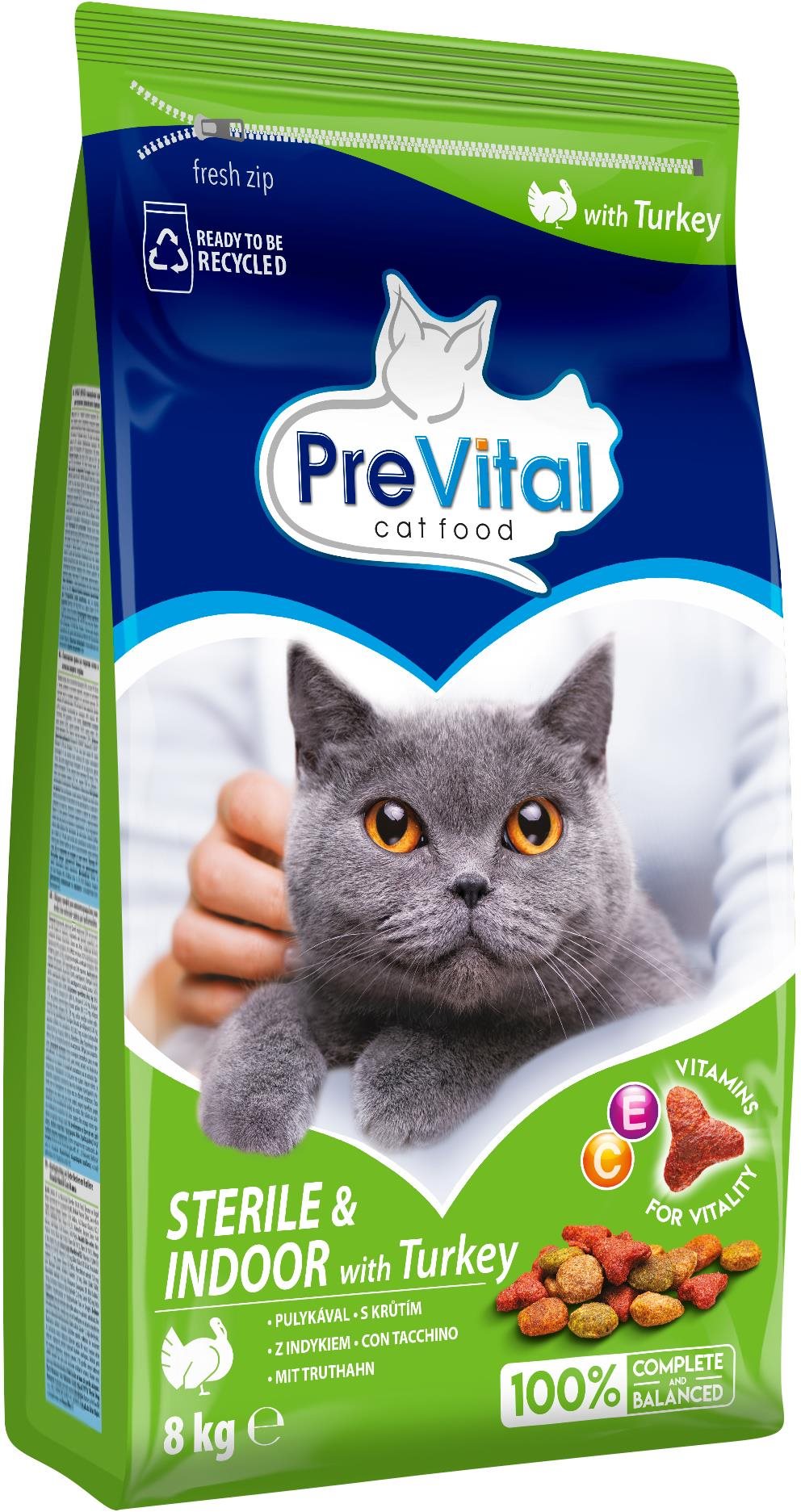 PreVital granuly s morčacím pre sterilizované mačky 8 kg Granule...