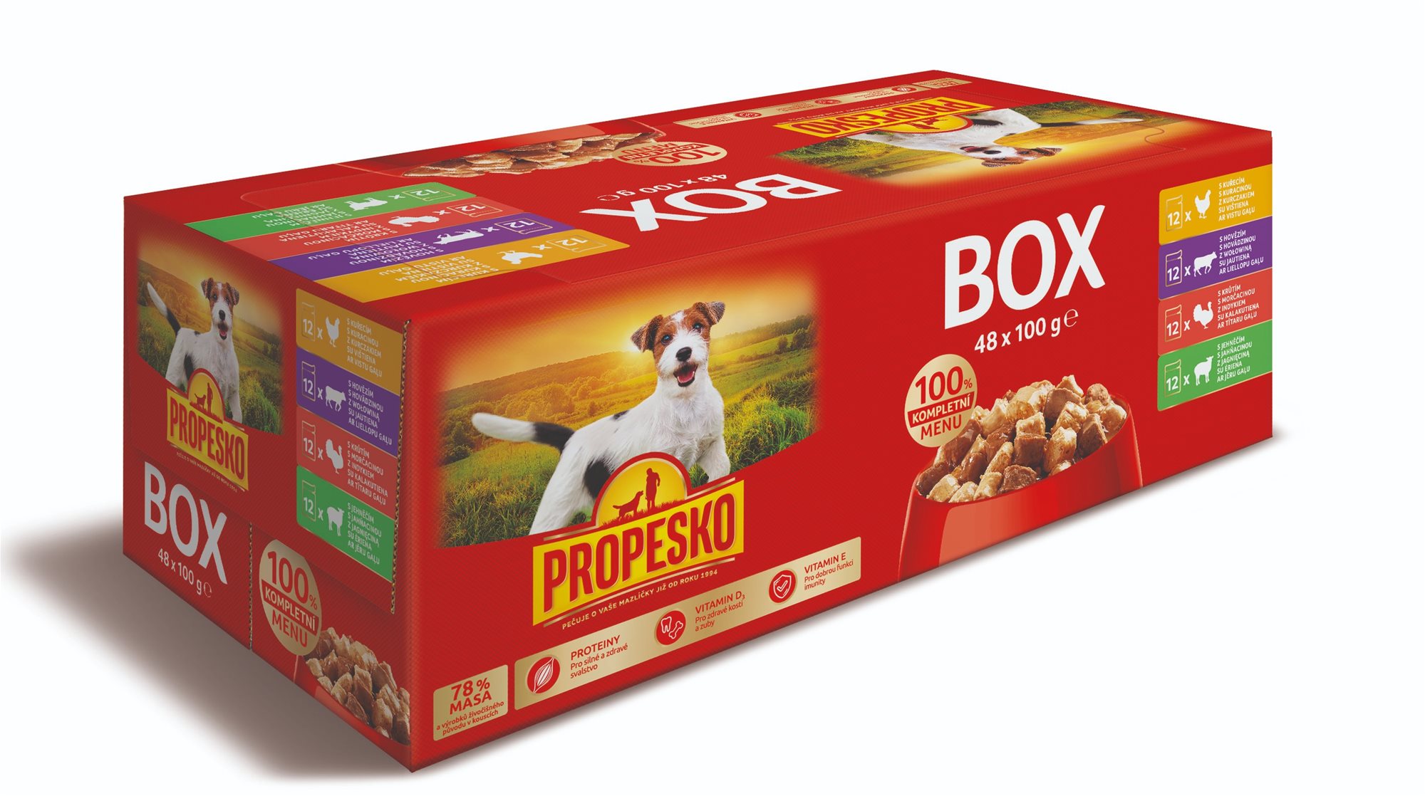 Propesko mix mäsa 48 × 100 g Kapsička pre psov