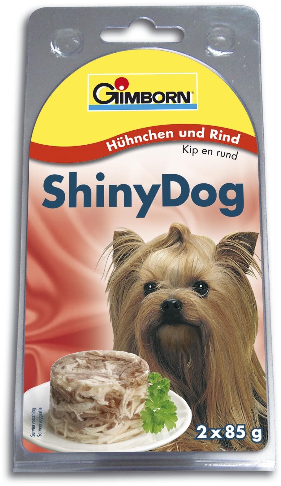 GimDog Shiny Dog, kura a hovädzie 2× 85 g Konzerva pre psov