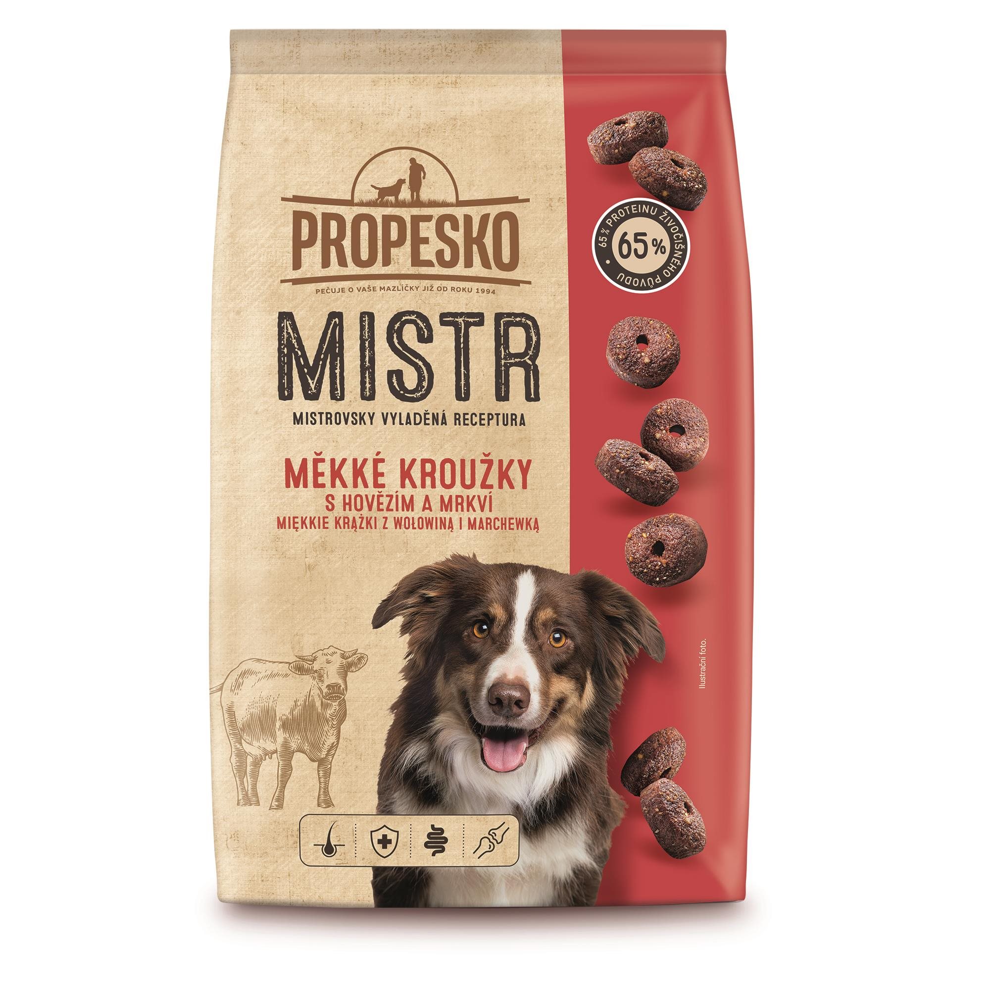 Propesko Mistr Adult mäkké krúžky s hovädzím 1,5 kg Granuly pre psov