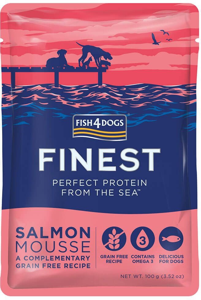 FISH4DOGS Lahodná kapsička pre psy 99 % lososa 100 g Kapsička pre...