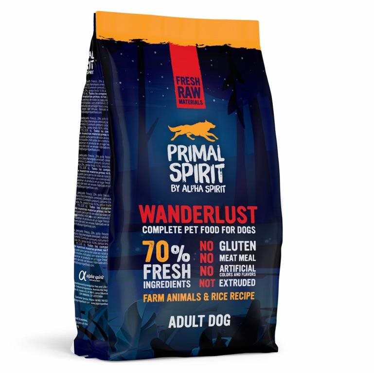 Primal Spirit Dog Wanderlust 70 % 1 kg Granuly pre psov