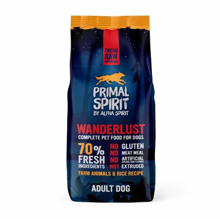 Primal Spirit Dog Wanderlust 70 % 12 kg Granuly pre psov