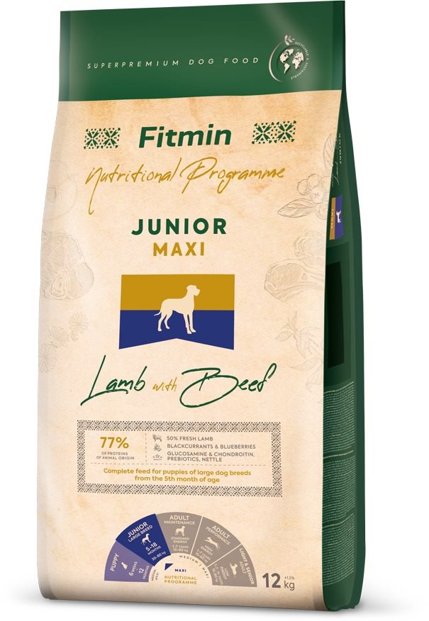 Fitmin Maxi Junior Lamb & Beef 12 Kg Granule pre šteniatka
