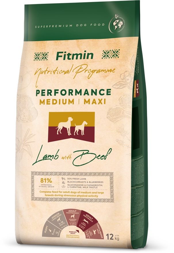 Fitmin Medium Maxi Performance Lamb & Beef 12 Kg Granuly pre psov