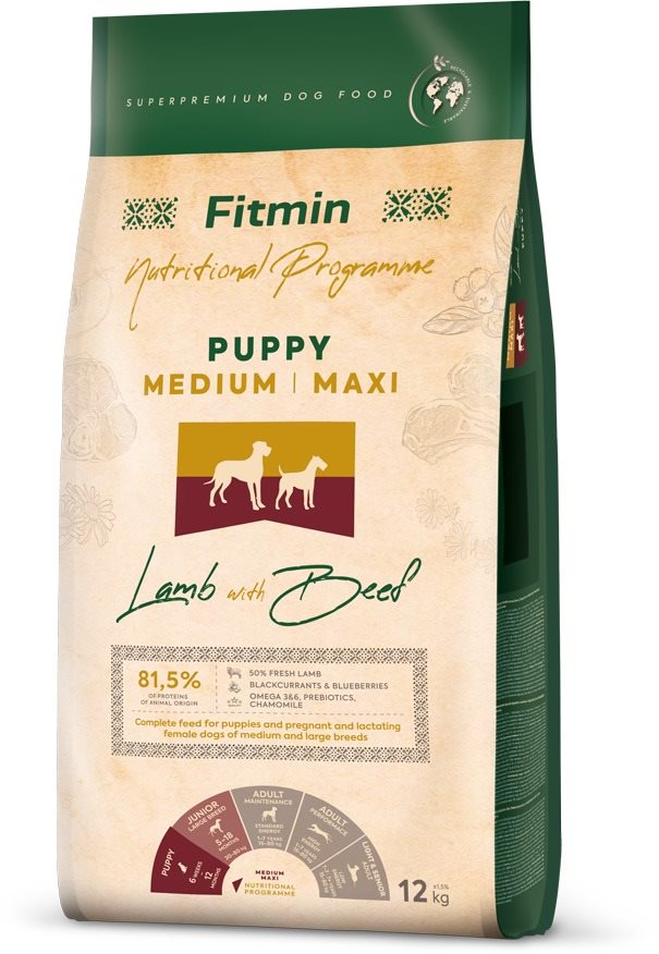 Fitmin Medium Maxi Puppy Lamb & Beef 12 Kg Granule pre šteniatka