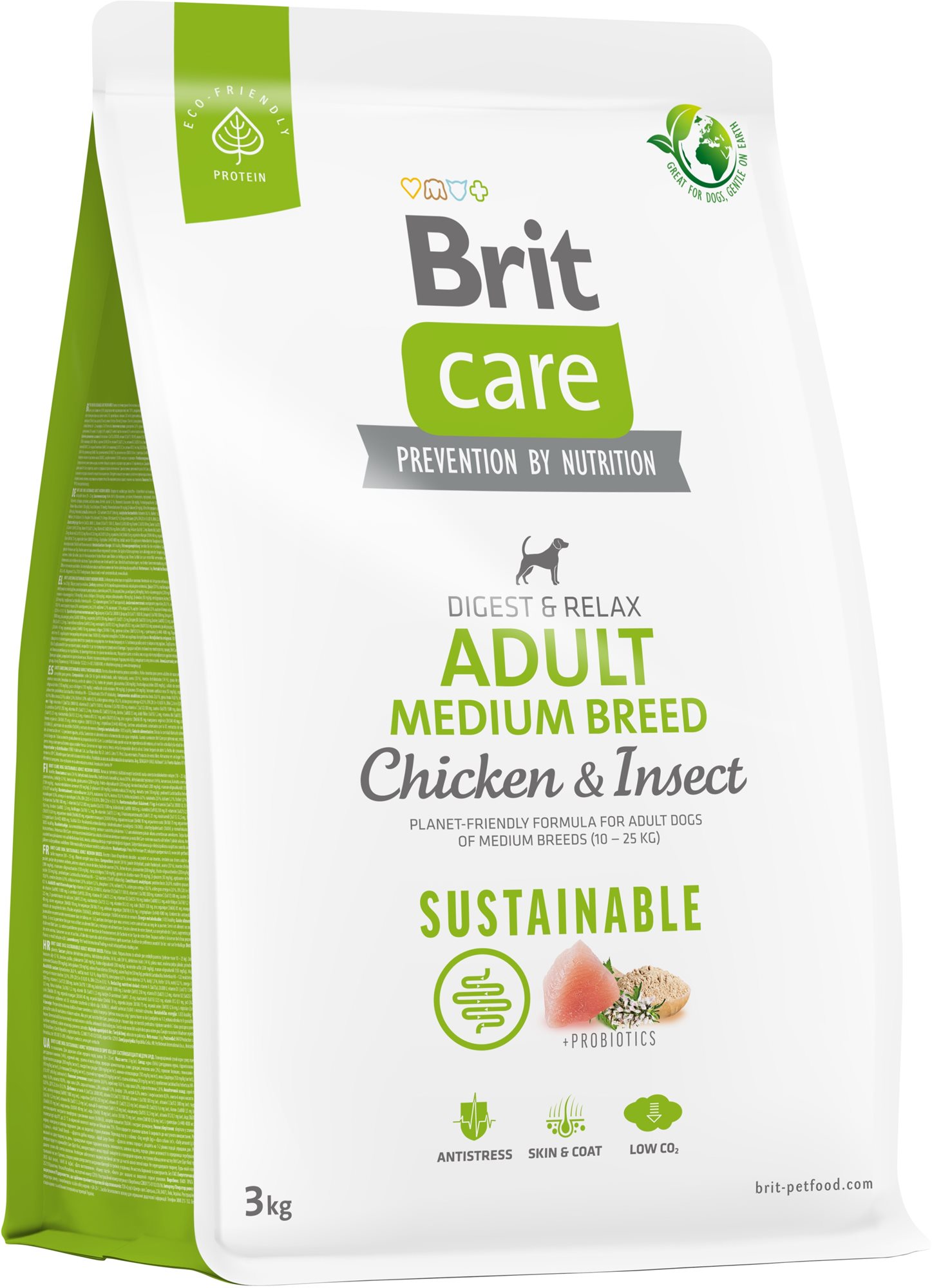 Brit Care Dog Sustainable s kuracím a hmyzom Adult Medium Breed 3...