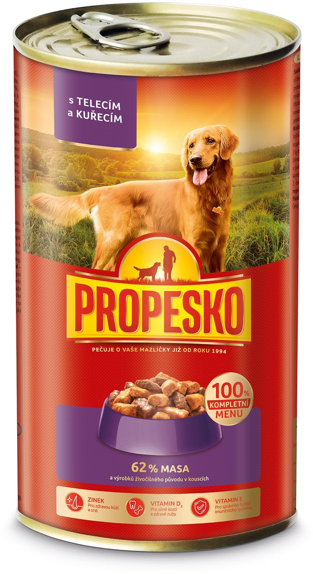 Propesko kúsky pes teľacie, kuracie v omáčke 1 240 g Konzerva pre...
