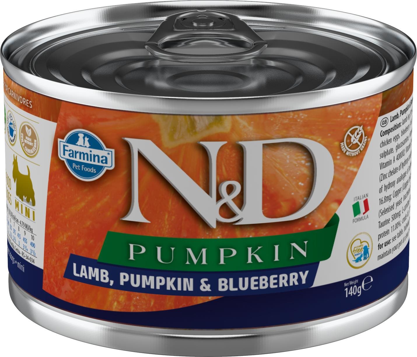 N&D Pumpkin Dog Adult Lamb & Blueberry Mini 140 g Konzerva pre psov