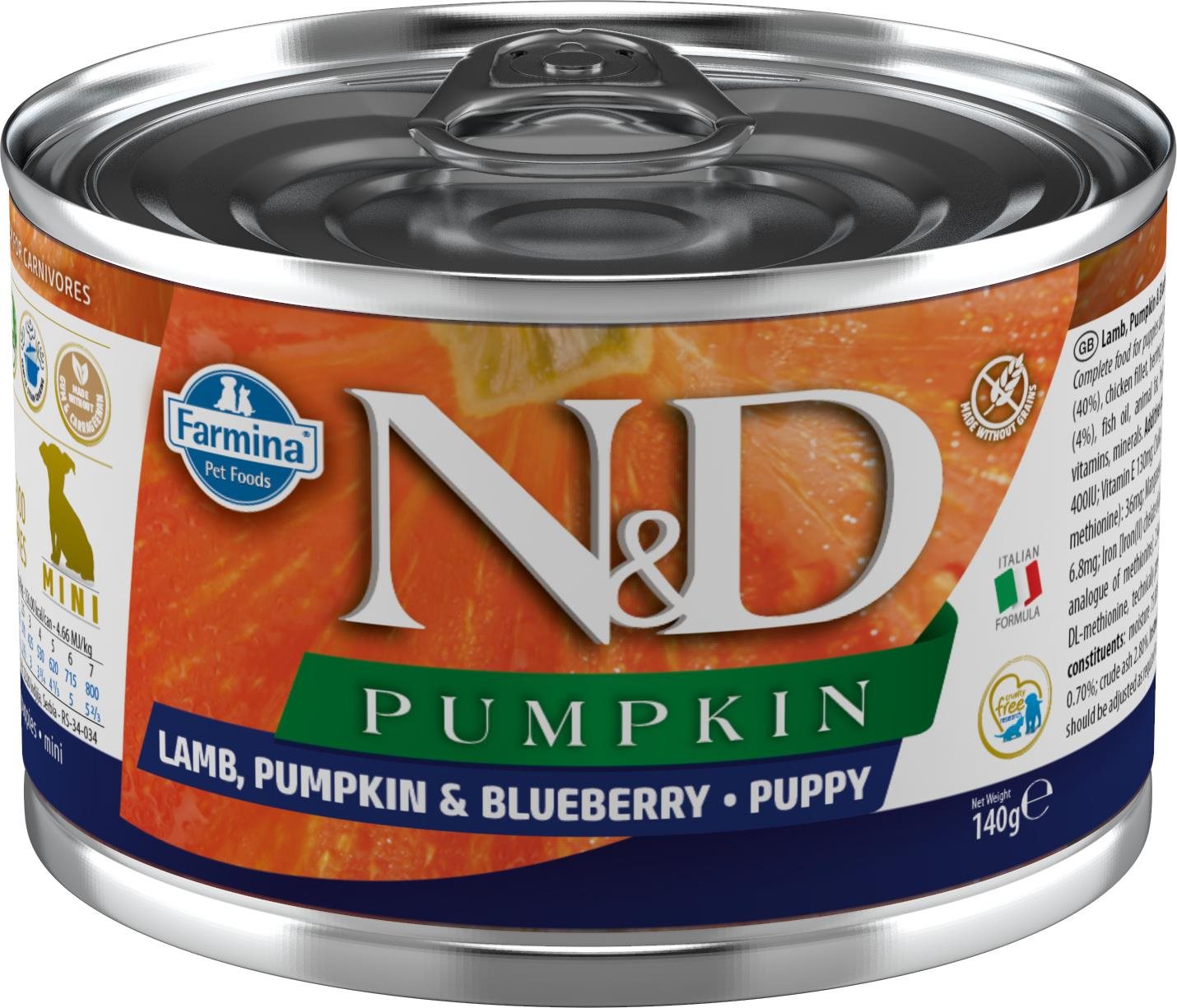 N&D Pumpkin Dog Puppy Lamb & Blueberry Mini 140 g Konzerva pre psov
