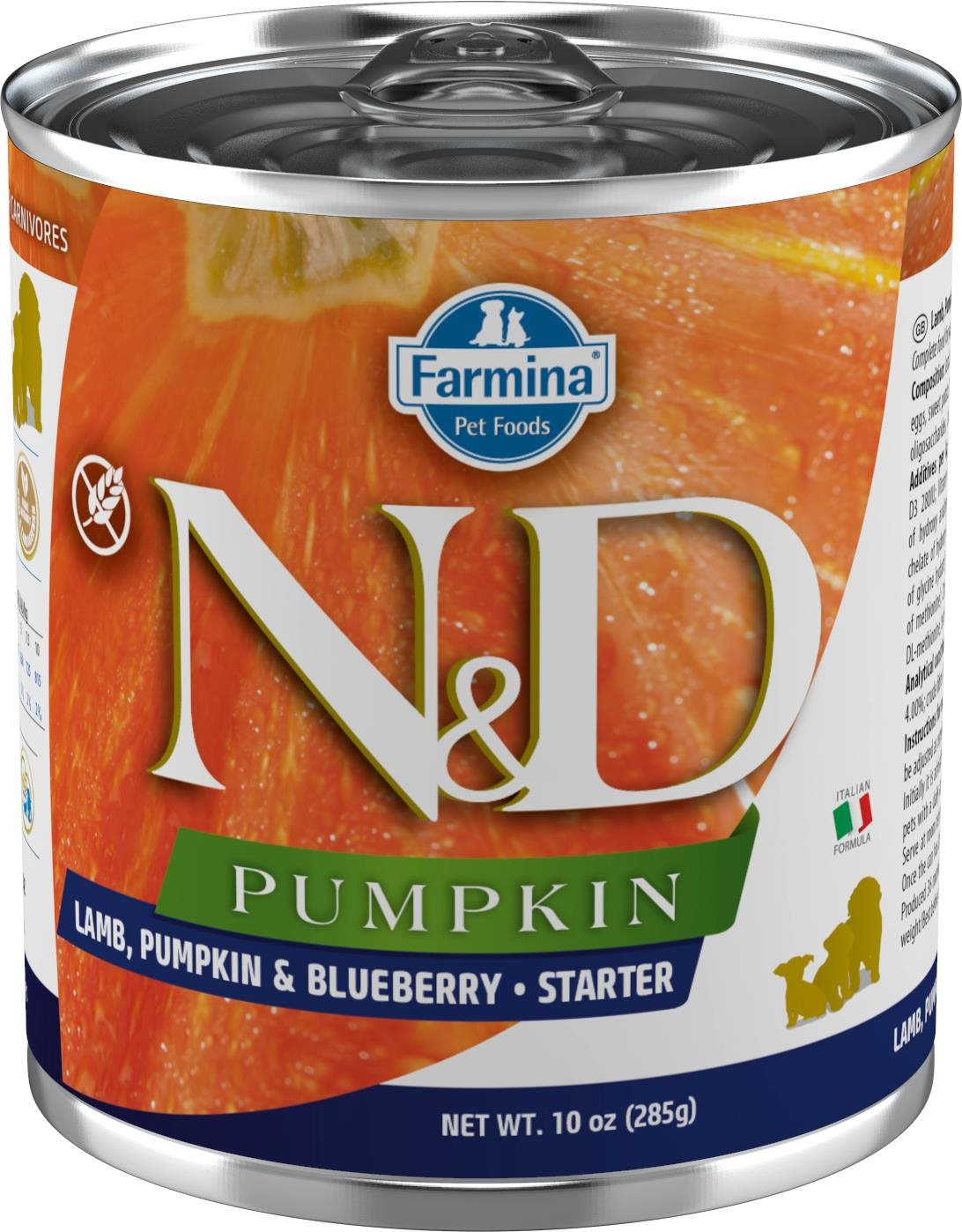 N&D Pumpkin Dog Starter Lamb & Blueberry 285 g Konzerva pre psov