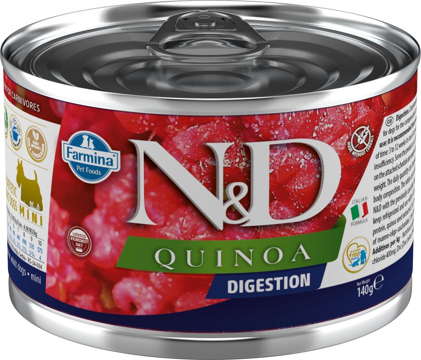 N&D Quinoa Dog Adult Digestion Lamb & Fennel Mini 140 g Konzerva...