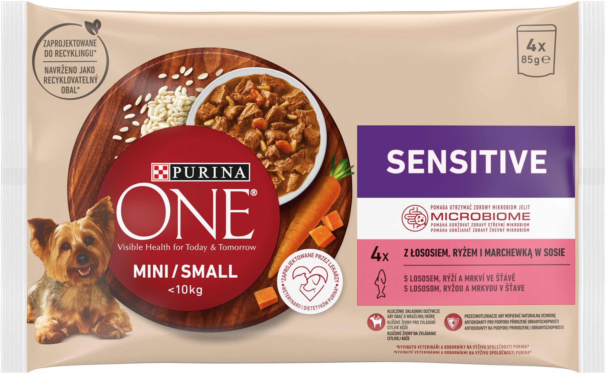 Purina One mini dog sensitive multipack losos v šťave 4× 85 g...