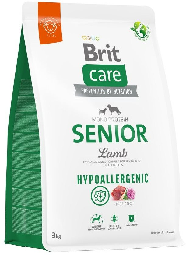 Brit Care Dog Hypoallergenic s jahňačím Senior 3 kg Granuly pre psov
