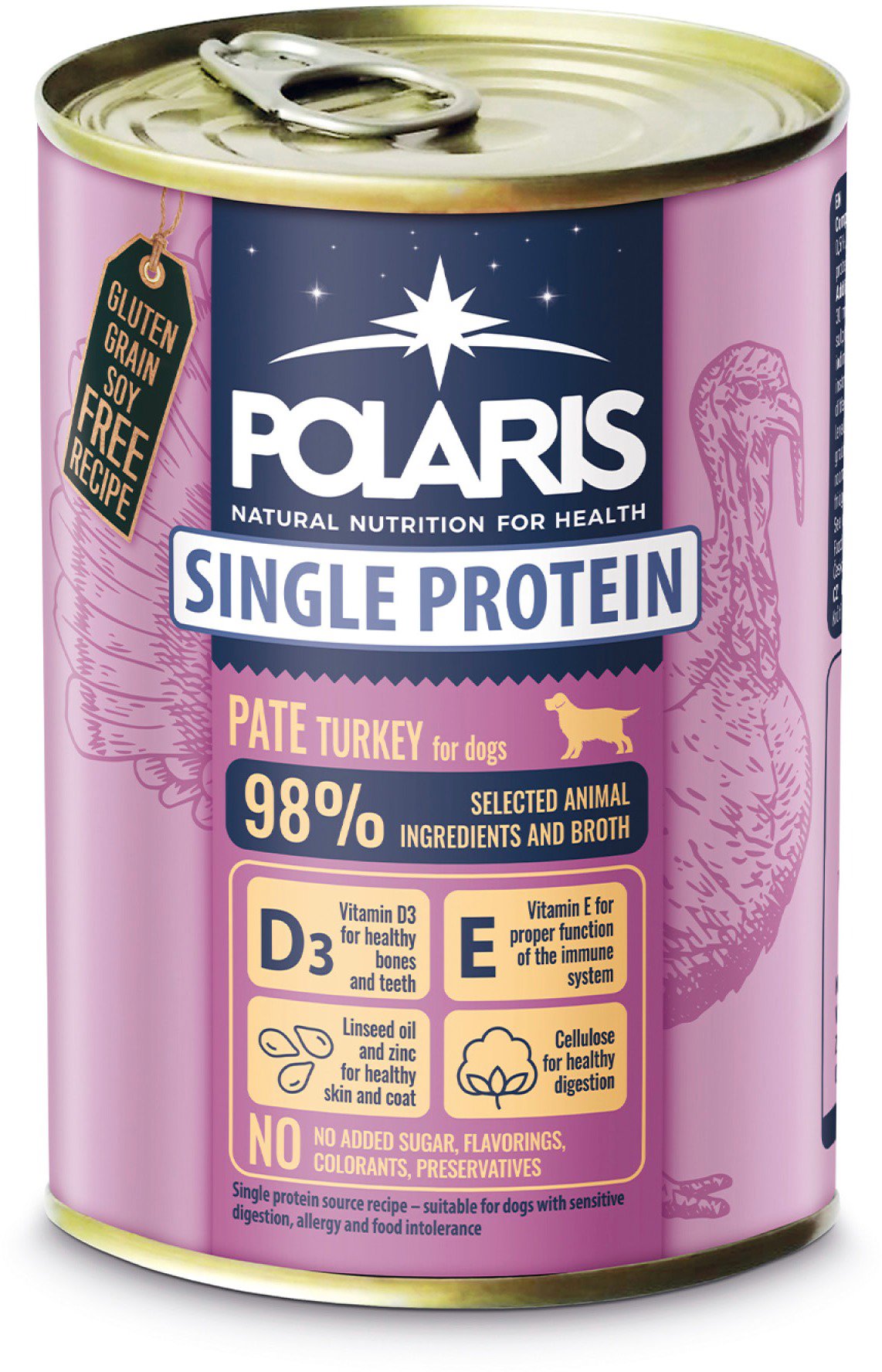 Polaris Single Protein Paté konzerva pre psov morčacia 400 g...