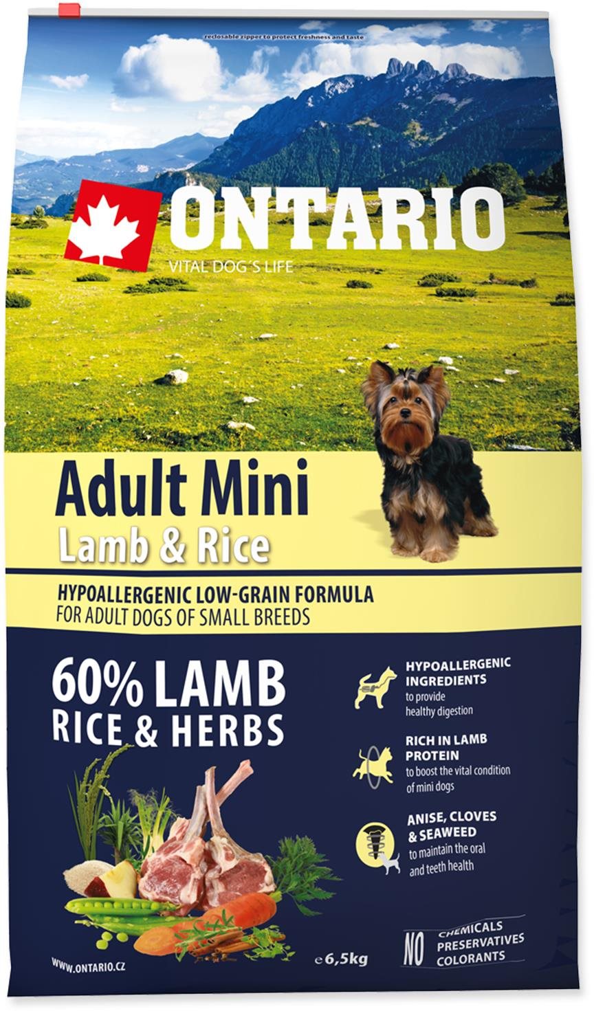 Ontario Adult Mini Lamb & Rice 6,5 kg Granuly pre psov