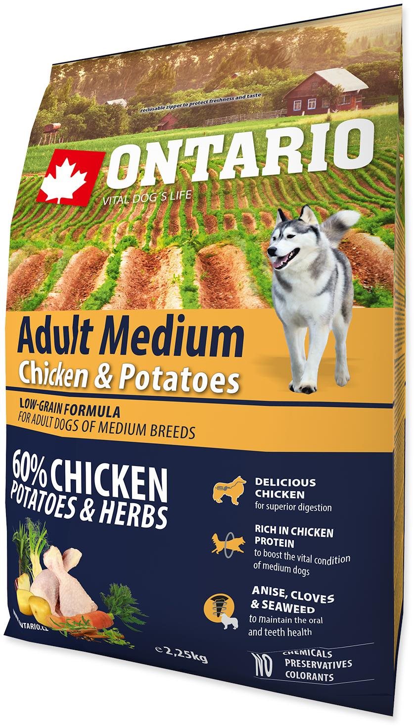 Ontario Adult Medium Chicken & Potatoes 2,25 kg Granuly pre psov