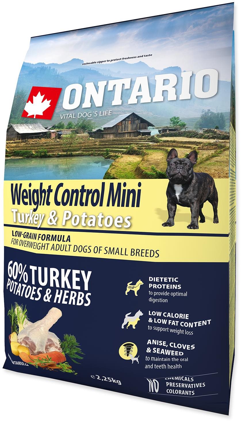 Ontario Mini Weight Control Turkey & Potatoes 2,25 kg Granuly pre...