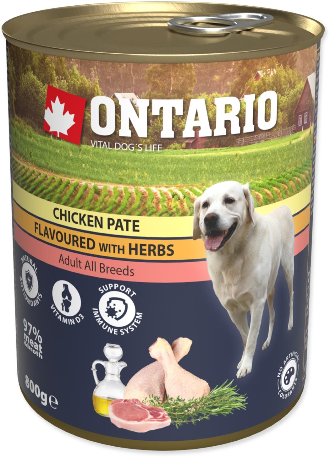 Ontario Konzerva kuracie paté s bylinkami 800 g Konzerva pre psov