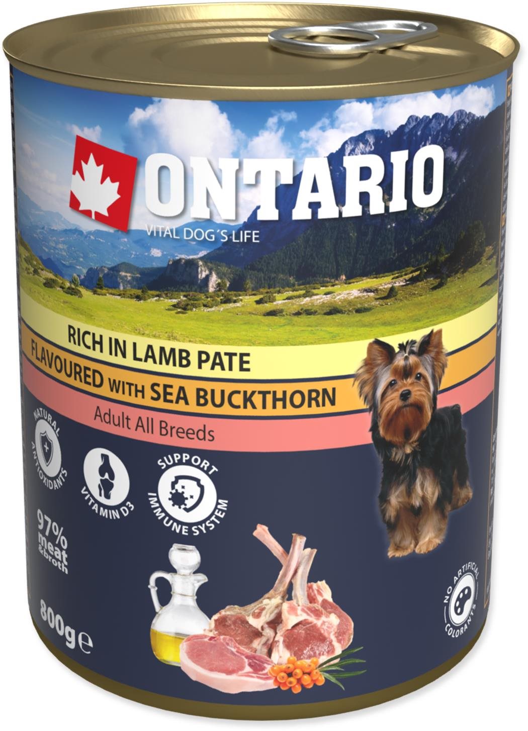Ontario Konzerva jahňacie päté s bylinkami 800 g Konzerva pre psov