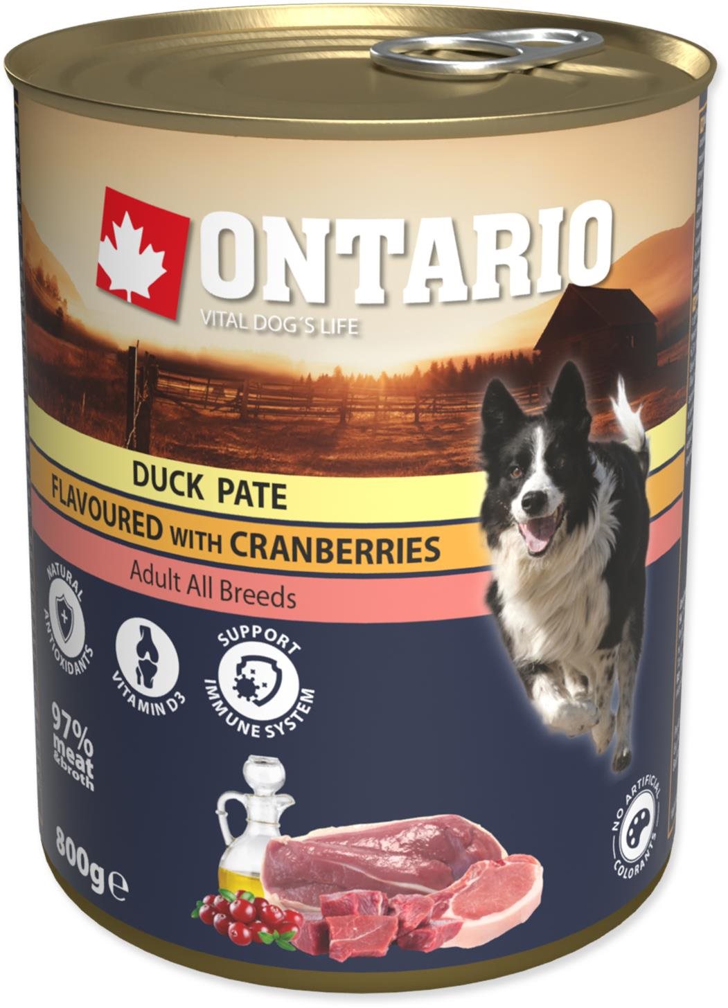 Ontario Konzerva kačacie paté s brusnicami 800 g Konzerva pre psov
