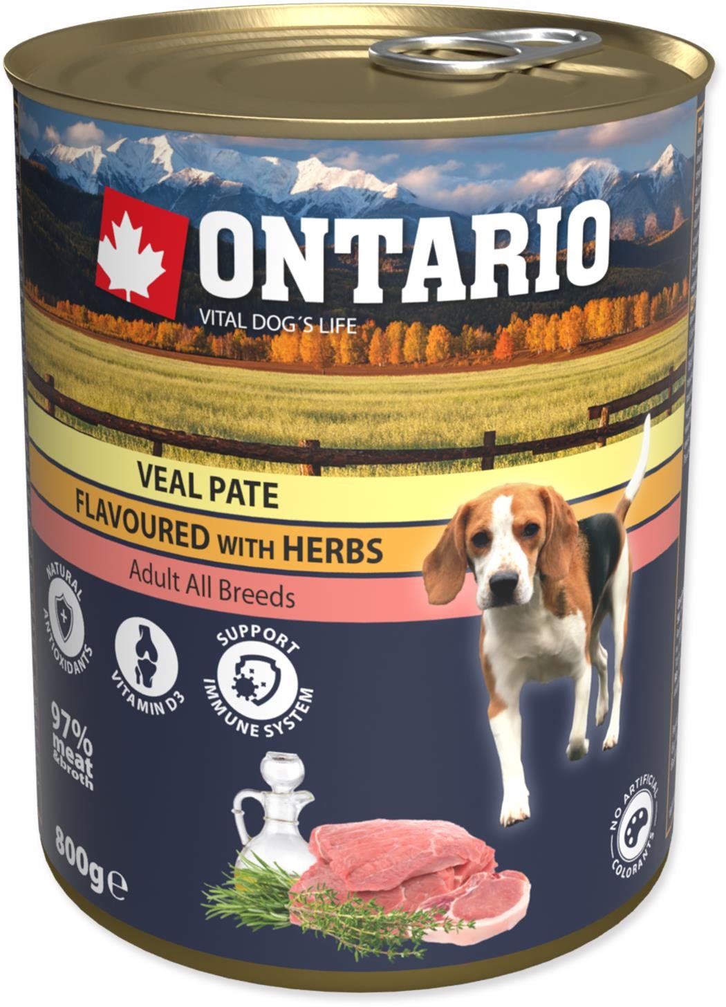 Ontario Konzerva teľacie paté s bylinkami 800 g Konzerva pre psov