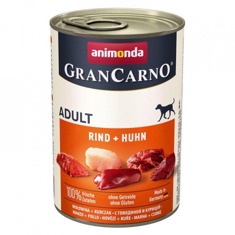 Grancarno konzerva pre psov Adult hovädzie, kura 400 g Konzerva pre...