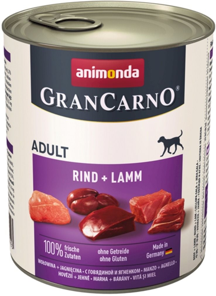 Grancarno konzerva pre psov Adult hovädzie, jahňacie 800 g Konzerva...