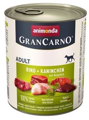 Grancarno konzerva pre psov Adult králik + bylinky 800 g Konzerva...