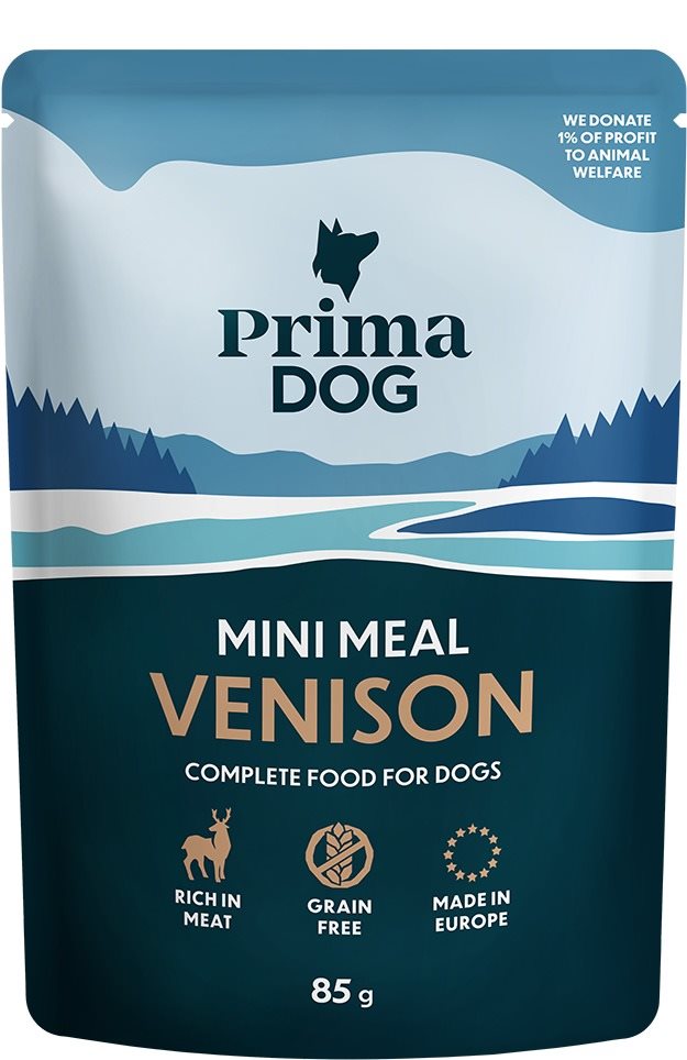PrimaDog Mini Meal filety so zverinou v šťave 85 g Kapsička pre psov