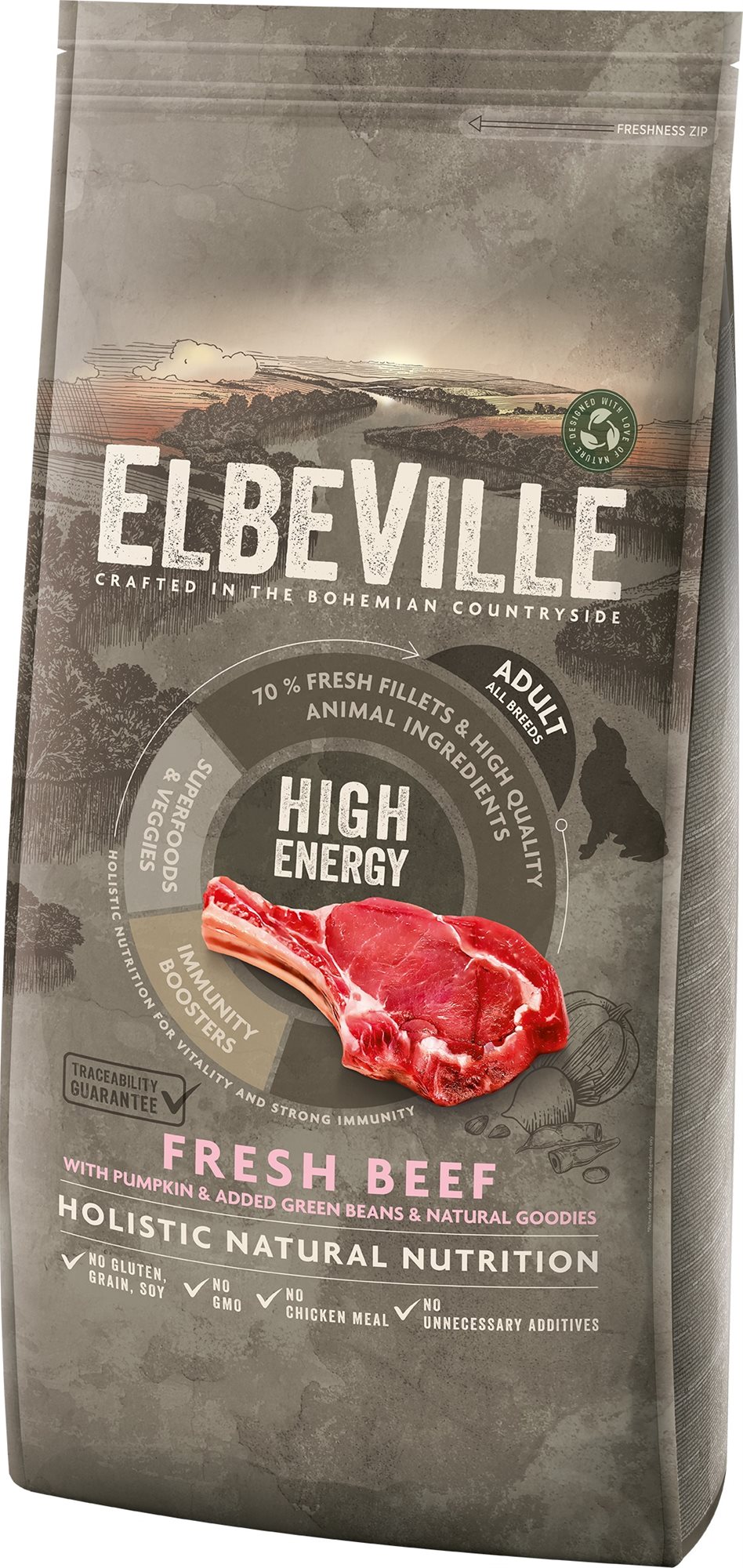 Elbeville Adult All Breeds High Energy Fresh Beef11,4 kg Granuly...