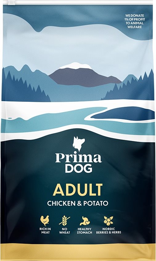 PrimaDog Kurča so zemiakmi pre dospelých psov 3 kg Granuly pre psov