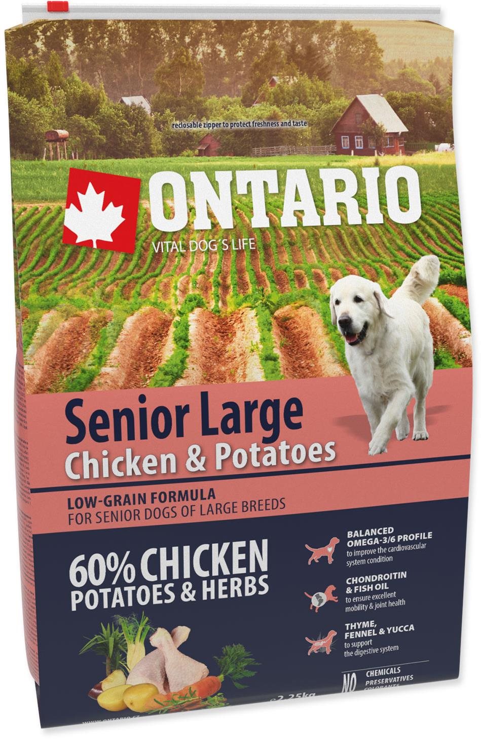 Ontario Senior Large Chicken & Potatoes 2,25 kg Granuly pre psov
