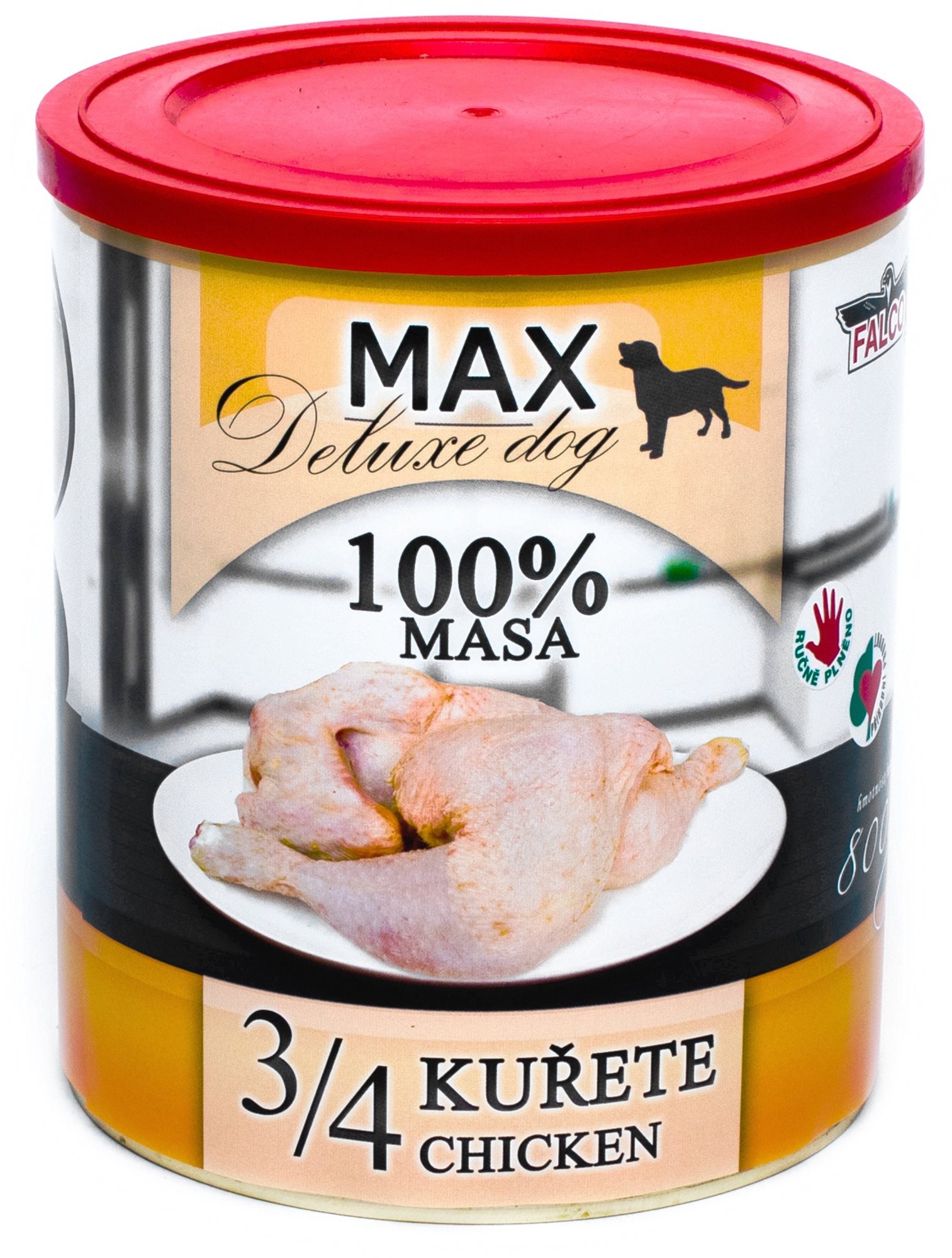 MAX deluxe 3/4 kurčaťa 800 g Konzerva pre psov