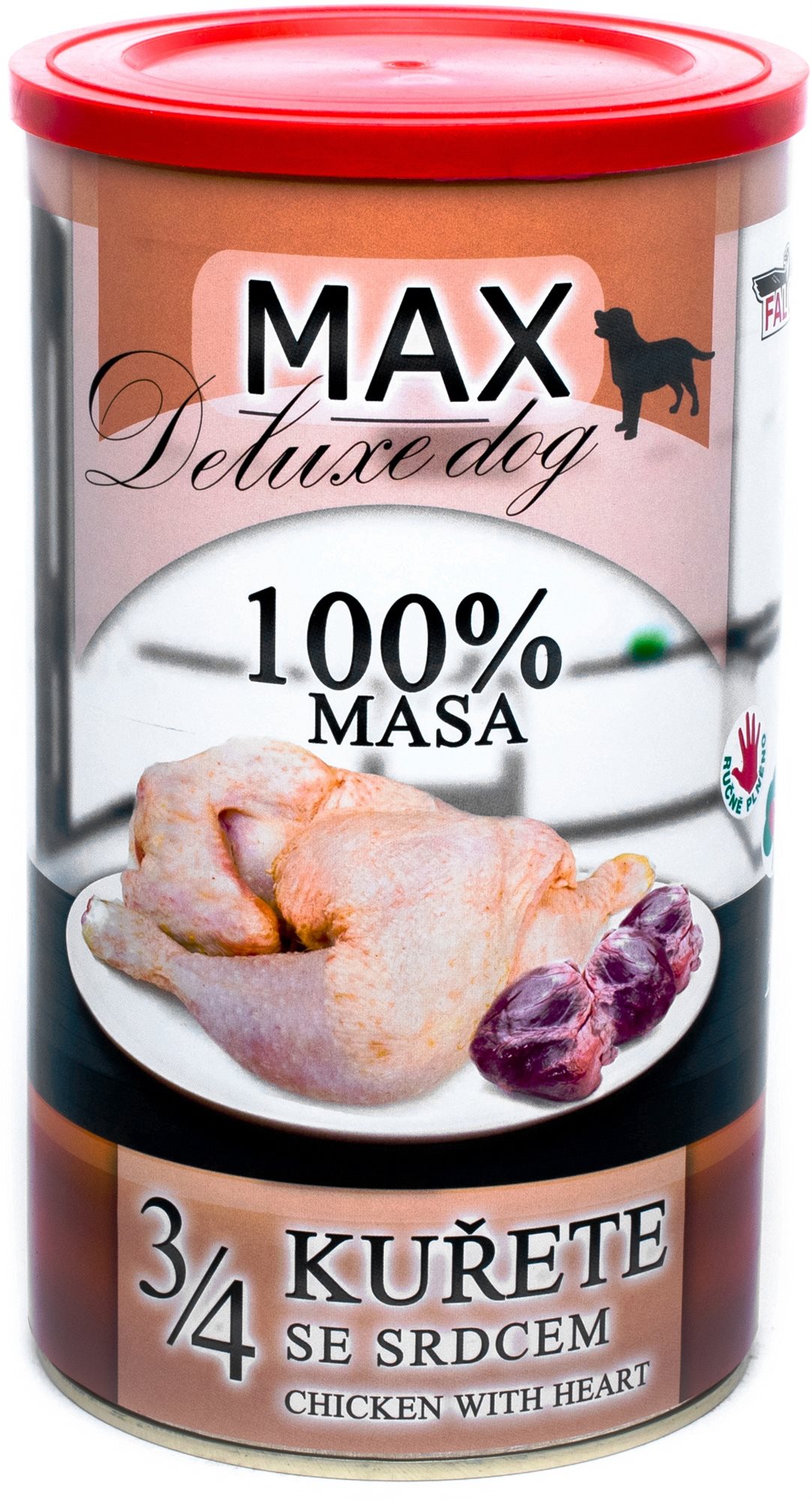 MAX deluxe 3/4 kurčaťa so srdcom 1 200 g Konzerva pre psov