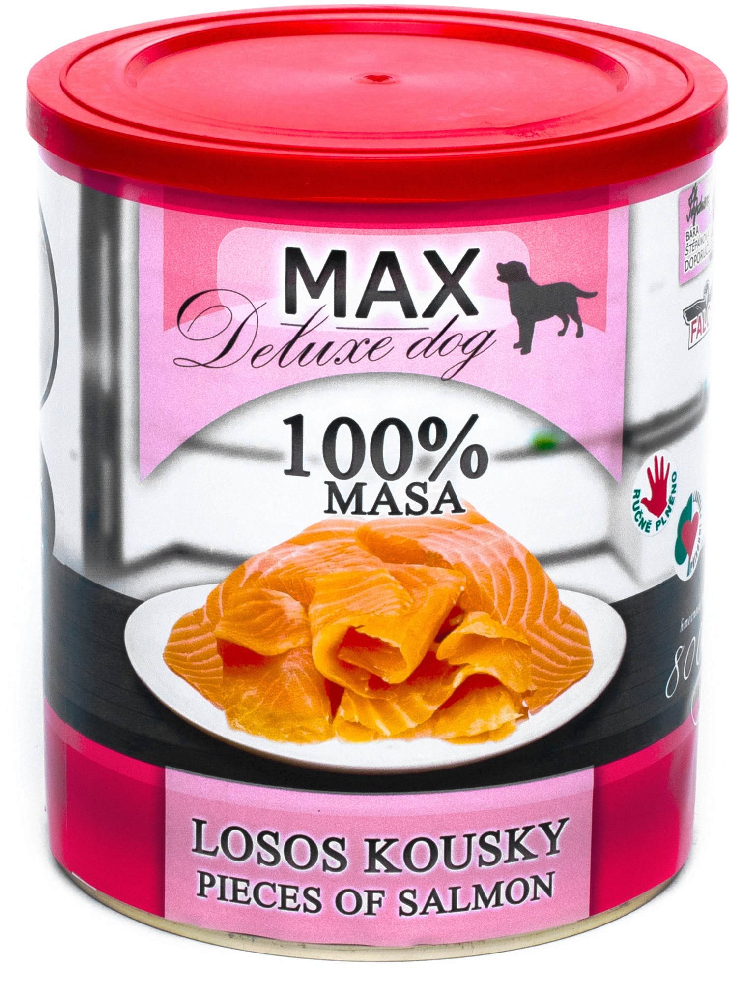 MAX deluxe losos kúsky 800 g Konzerva pre psov