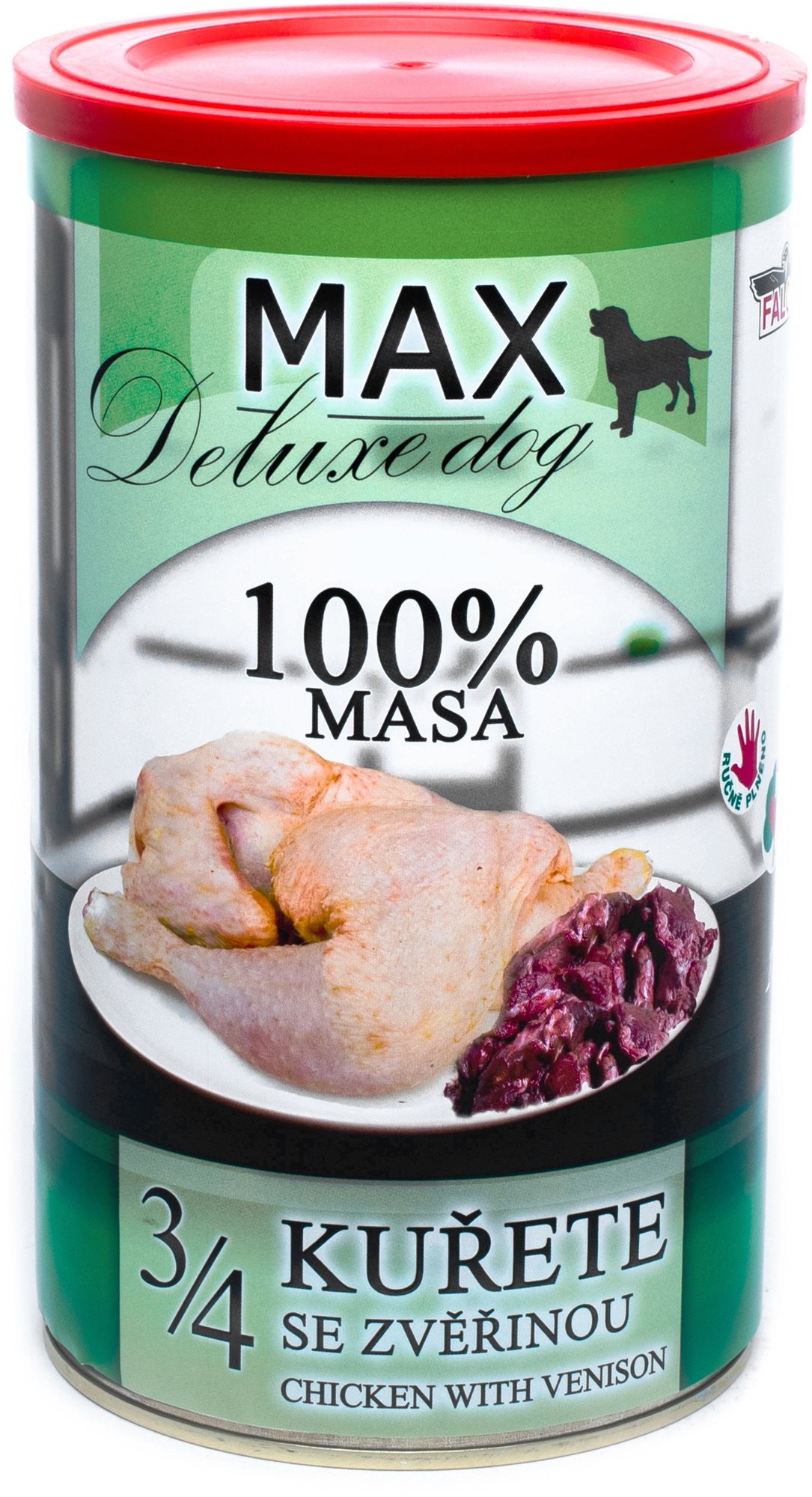 MAX deluxe 3/4 kurčaťa so zverinou 1 200 g Konzerva pre psov
