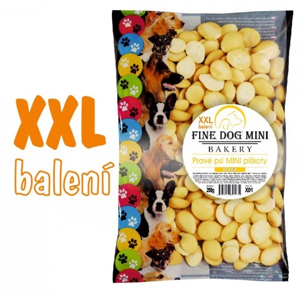 FINE DOG MINI Piškóty ŽLTÉ XXL balenie 200 g Piškóty pre psa