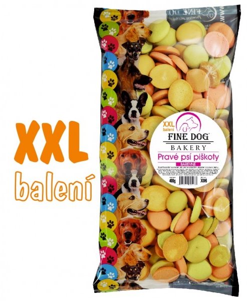 FINE DOG MIX Piškóty FAREBNÉ XXL balenie 400 g Piškóty pre psa