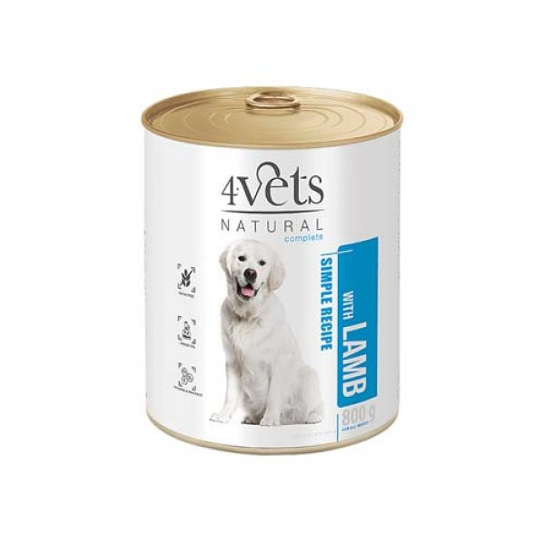 4Vets NATURAL SIMPLE RECIPE s jahňacím mäsom 800 g konzerva pre...