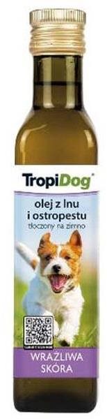 TropiDog Ľanový a pestrecový olej pre psov 250ml Doplnok stravy pre...