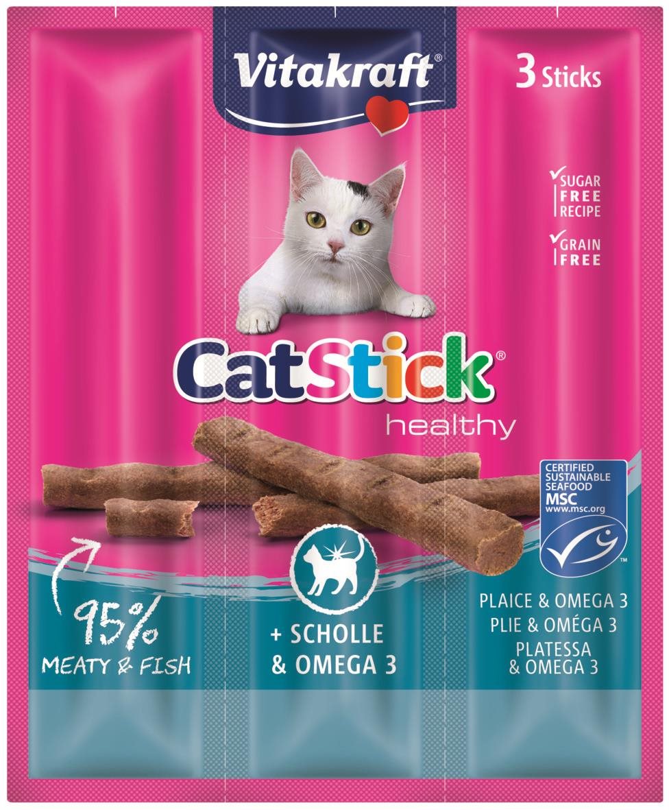 Vitakraft Cat Stick pochúťka platesa/omega 3, 3× 6 g Maškrty pre...