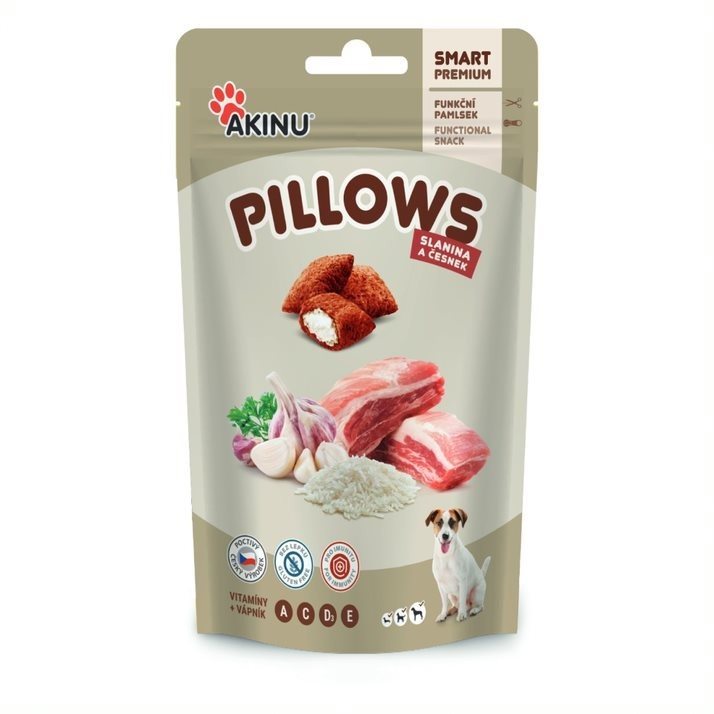 Akinu Pillows vankúšiky so slaninou a cesnakom pre psov 80 g...