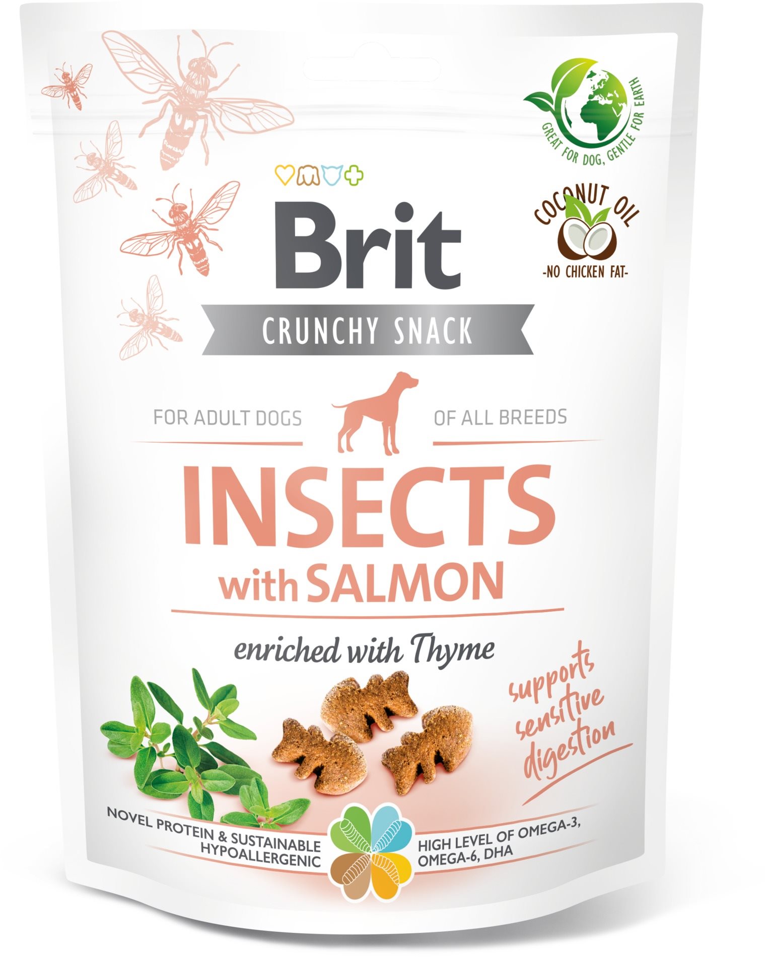 Brit Care Dog Crunchy Cracker Insects with Salmon enriched with...